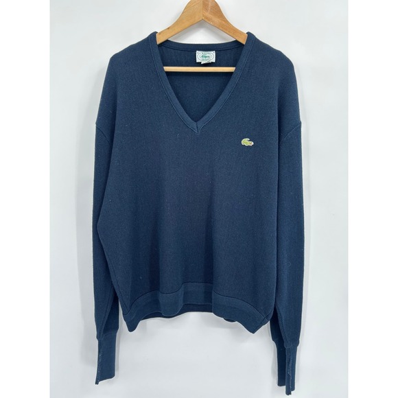 Lacoste Other - Vintage IZOD Lacoste Mens XL V Neck Sweater Blue Long Sleeve Acrylic Knit